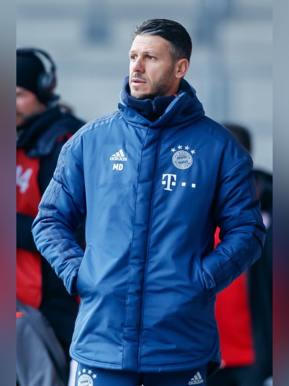 FC Bayern München Adidas Heavy Stadium Bench Coat Navy T-Mobile NWT XS QR